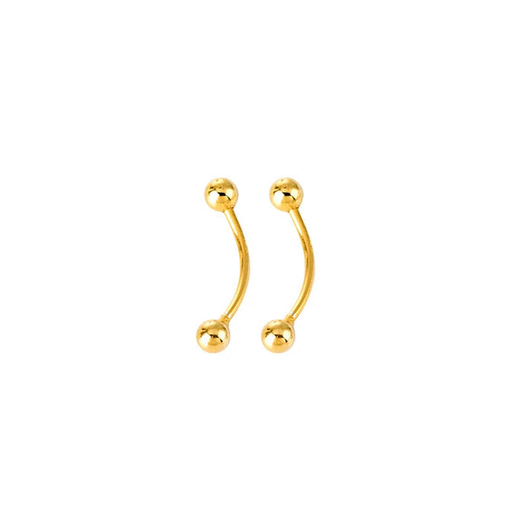Women's Gold Plated Sterling Silver Curved Barbell Eyebrow Piercing Jewelry Fashion Body Accessory