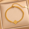 Women's Gold Plated Titanium Steel Bracelet With Colorful Beads And Fresh Daisy Flower Design