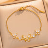 Women's Gold Plated Titanium Steel Butterfly Bracelet With Micro Inlaid Detail Geometric Style And Adjustable Pull Design
