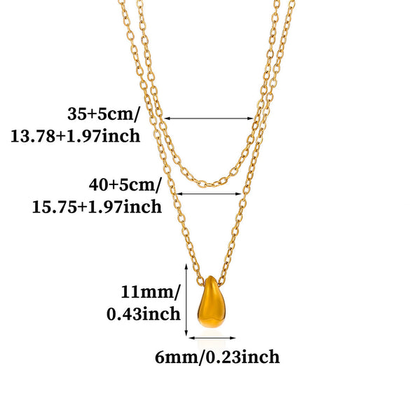 Women's Gold Plated Titanium Steel Double Layer Pendant Necklace With Faux Pearl Moon Sun Heart And Zircon Geometric Charms