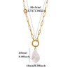 Women's Gold Plated Titanium Steel Double Layer Pendant Necklace With Faux Pearl Moon Sun Heart And Zircon Geometric Charms