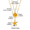 Women's Gold Plated Titanium Steel Double Layer Pendant Necklace With Faux Pearl Moon Sun Heart And Zircon Geometric Charms