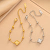 Women's Gold Plated Titanium Steel Four Leaf Clover Bracelet With Laser Engraved Detail