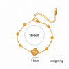 Women's Gold Plated Titanium Steel Four Leaf Clover Bracelet With Laser Engraved Detail