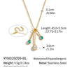 Women's Gold Pvd Plated Stainless Steel Clavicle Necklace With Irregular Tassel Teardrop Cubic Zirconia Pendant And Lobster Clasp