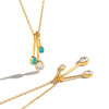 Women's Gold Pvd Plated Stainless Steel Clavicle Necklace With Irregular Tassel Teardrop Cubic Zirconia Pendant And Lobster Clasp