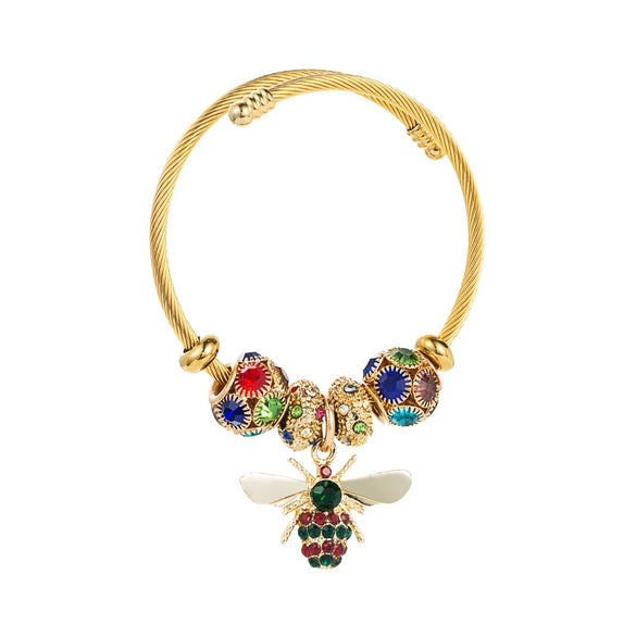Women's Gold Tone Alloy Bracelet With Adjustable Chain And Sparkling Ball Detail Electroplated Fashion Jewelry
