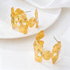 Women's Gold Tone Alloy Flower Earrings With Imitation Pearl Accent Electroplated Minimalist Floral Jewelry
