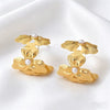 Women's Gold Tone Alloy Flower Earrings With Imitation Pearl Accent Electroplated Minimalist Floral Jewelry