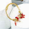Women's Gold Tone Butterfly Multi Element Pendant Bracelet In Alloy With Electroplated Finish