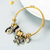 Women's Gold Tone Butterfly Multi Element Pendant Bracelet In Alloy With Electroplated Finish