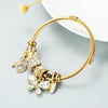 Women's Gold Tone Butterfly Multi Element Pendant Bracelet In Alloy With Electroplated Finish