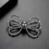 Women's Gold Tone Copper Bow Brooch With Shell Pearl Accents Elegant Decorative Corsage Jewelry Gift