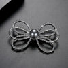 Women's Gold Tone Copper Bow Brooch With Shell Pearl Accents Elegant Decorative Corsage Jewelry Gift