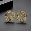 Women's Gold Tone Copper Bow Earrings With Wheat Ear And Floral Details Electroplated Zircon Fashion Jewelry Set