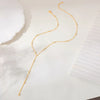 Women's Gold Tone Copper Geometric Water Ripple Bead Studded Y Shaped Necklace With Electroplated Simple Style Regular Chain