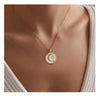 Women's Gold Tone Copper Round Rose Pendant Necklace Elegant Light Luxury Geometric Floral Clavicle Chain With Electroplated Finish