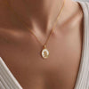 Women's Gold Tone Copper Round Rose Pendant Necklace Elegant Light Luxury Geometric Floral Clavicle Chain With Electroplated Finish