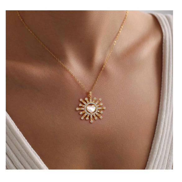 Women's Gold Tone Copper Round Rose Pendant Necklace Elegant Light Luxury Geometric Floral Clavicle Chain With Electroplated Finish
