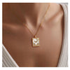 Women's Gold Tone Copper Round Rose Pendant Necklace Elegant Light Luxury Geometric Floral Clavicle Chain With Electroplated Finish