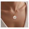 Women's Gold Tone Copper Round Rose Pendant Necklace Elegant Light Luxury Geometric Floral Clavicle Chain With Electroplated Finish