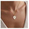 Women's Gold Tone Copper Round Rose Pendant Necklace Elegant Light Luxury Geometric Floral Clavicle Chain With Electroplated Finish