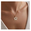 Women's Gold Tone Copper Round Rose Pendant Necklace Elegant Light Luxury Geometric Floral Clavicle Chain With Electroplated Finish