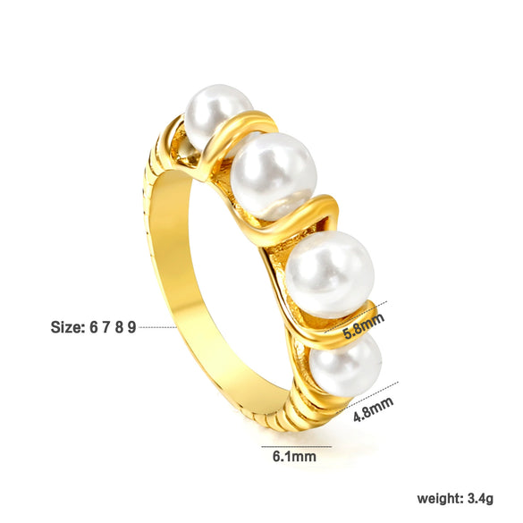 Women's Gold Tone Geometric Stainless Steel Ring With Minimalist Electroplated Finish For Wholesale Jewelry