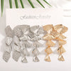 Women's Gold Tone Ginkgo Leaf Tassel Earrings Geometric Floral Statement Jewelry With Stainless Steel Posts And Electroplated Finish