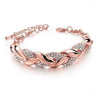 Women's Gold Tone Leaf Pattern Adjustable Bracelet Alloy Electroplated Jewelry With Full Diamond Embellishment