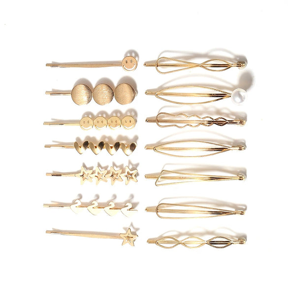 Women's Gold Tone Metal Word Clip Hairpin With Simple Floral Design And Electroplated Finish Hair Accessory