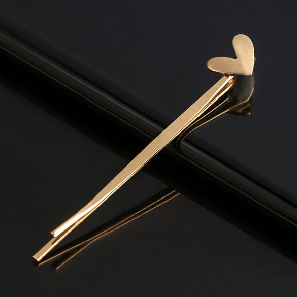 Women's Gold Tone Metal Word Clip Hairpin With Simple Floral Design And Electroplated Finish Hair Accessory