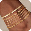 Women's Gold Tone Multi Layer Geometric Copper Anklet Set Simple Detachable Stacked Chain Fashion Ankle Jewelry