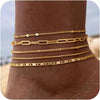 Women's Gold Tone Multi Layer Geometric Copper Anklet Set Simple Detachable Stacked Chain Fashion Ankle Jewelry