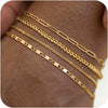 Women's Gold Tone Multi Layer Geometric Copper Anklet Set Simple Detachable Stacked Chain Fashion Ankle Jewelry
