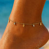 Women's Gold Tone Stainless Steel Anklet With Star And Moon Pendant Delicate Chain Design With Glass Stone Inlay