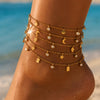 Women's Gold Tone Stainless Steel Anklet With Star And Moon Pendant Delicate Chain Design With Glass Stone Inlay