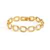 Women's Gold Tone Stainless Steel Geometric Rhinestone Chain Bracelet With Hypoallergenic Plated Finish