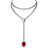 Women's Gold Tone Stainless Steel Heart Slide Chain Necklace Double Layer Adjustable Clavicle Necklace With Electroplated Light Luxury Geometric Design