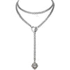 Women's Gold Tone Stainless Steel Heart Slide Chain Necklace Double Layer Adjustable Clavicle Necklace With Electroplated Light Luxury Geometric Design