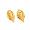 Women's Gold Tone Stainless Steel Leaf Geometric Teardrop Stud Earrings With Polished Electroplated Finish