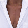 Women's Gold Tone Stainless Steel Round Bead Chain Necklace Yshaped Long Layering Design With Lobster Clasp