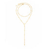 Women's Gold Tone Stainless Steel Round Bead Chain Necklace Yshaped Long Layering Design With Lobster Clasp