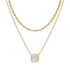 Women's Gold Tone Water Ripple Zircon Necklace Light Luxury Copper Clavicle Chain With Layered Geometric Pendant And Electroplated Finish