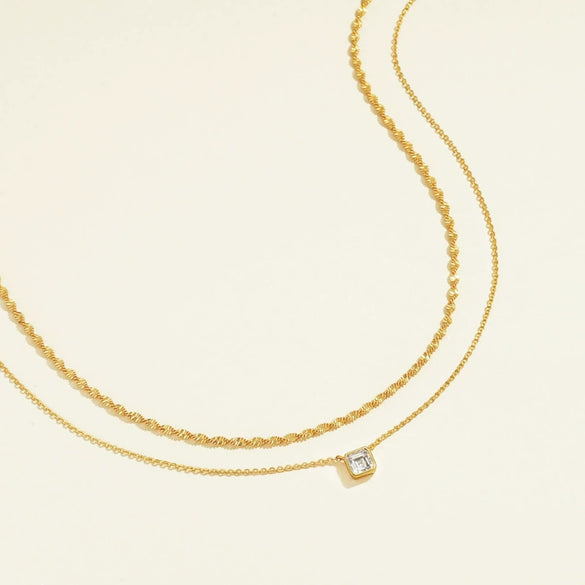 Women's Gold Tone Water Ripple Zircon Necklace Light Luxury Copper Clavicle Chain With Layered Geometric Pendant And Electroplated Finish