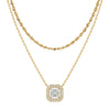 Women's Gold Tone Water Ripple Zircon Necklace Light Luxury Copper Clavicle Chain With Layered Geometric Pendant And Electroplated Finish