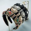 Women's Gold Velvet Rhinestone Glass Crystal Wide Headband Fashion Hair Accessory With Decorative Sparkle