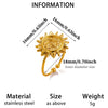 Women's Goldplated Copper Geometric Open Ring With Sunflower Pattern And Adjustable Minimalist Band