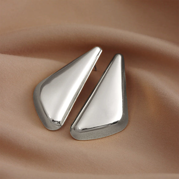 Women's Goldplated Geometric Triangle Earrings In Zinc Alloy With Glossy Metallic Finish And Vintage Fashion Style