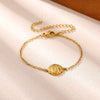 Women's Goldplated Stainless Steel Bracelet With Imitation Pearl Starfish Seashell And Coconut Tree Charms Geometric Design